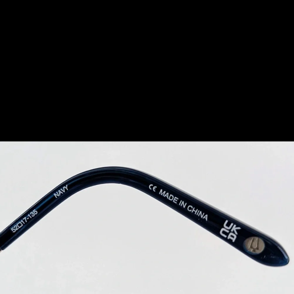 Bulova Endicott Sunglasses Navy Gold Amber Lens Browline w Case Rx lenses